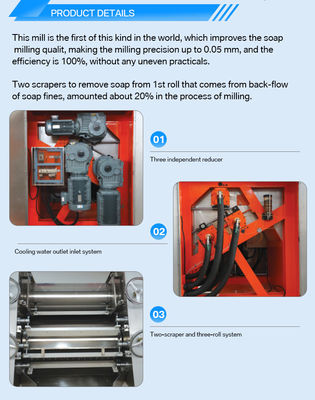 Productie met hoge capaciteit Triple Roll Mill Zeep maken 3 Drie rol